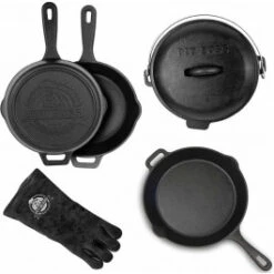 Kit 6 Accessoires De Cuisson En Fonte Pour Le Barbecue Pit Boss