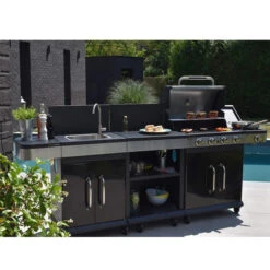 Pack Cuisine Extérieure FIDGI 4 Avec Barbecue Gaz + Desserte + Evier -Art du Grill barbecue gaz cook in garden fidgi 4 cuisine ambiance min