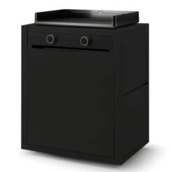 Pack Plancha électrique Forge Adour MODERN 60 Acier Noir + Chariot -Art du Grill chmaf60n chariot plancha forge adour modern 60 acier noir tablettes rabattues 1