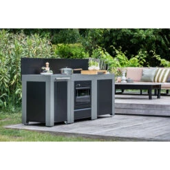 Cuisine D'extérieur ENO Modulo Acier Pour Plancha - 3 Modules Avec Cuisinière Et Desserte Félix -Art du Grill cuisine modulo 3 cuisiniere desserte felix 1