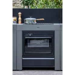 Cuisine D'extérieur ENO Modulo Acier Pour Plancha - 3 Modules Avec Cuisinière Et Desserte Félix -Art du Grill cuisine modulo 3 cuisiniere desserte felix 3