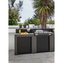 Cuisine D'extérieur ENO Modulo Acier Pour Plancha - 2 Modules -Art du Grill mobilo eno gris acier 2 modules ambiance 2