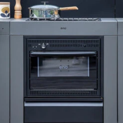 Modulo Cuisinière Four Et Plaque - Gris Acier - Cuisine D'extérieur ENO -Art du Grill mod7005 cuisiniere modulo gris cuisine exterieur eno ambiance