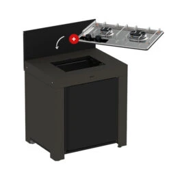 Modulo Table De Cuisson Master 2 Brûleurs - Coloris Gris Cargo - Pour Cuisine D'extérieur ENO 17 Modulo Table De Cuisson Master 2 Brûleurs - Coloris Gris Cargo - Pour Cuisine D'extérieur ENO -Art du Grill modulo noir plaque