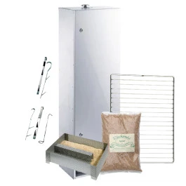 Pack Fumoir Peetz Acier Aluminé Porte à Charnières - H 120 Cm + Accessoires 1 Pack Fumoir Peetz Acier Aluminé Porte à Charnières - H 120 Cm + Accessoires