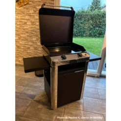 Pack Plancha Gaz ENO Fusion 60 Inox Et Noir + Chariot + Couvercle -Art du Grill plancha eno fusion 60 inox chariot 1