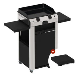 Pack Plancha Gaz ENO Fusion 60 Inox Et Noir + Chariot + Couvercle