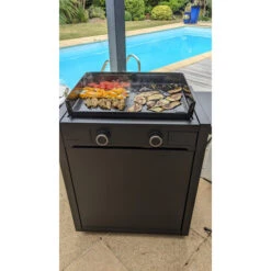 Pack Plancha électrique Forge Adour MODERN 60 Acier Noir + Chariot -Art du Grill plancha forge adour modern 60 acier sur chariot 6 3