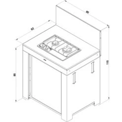 Modulo Table De Cuisson Master 2 Brûleurs - Coloris Inox Et Noir - Pour Cuisine D'extérieur ENO -Art du Grill pmod8506 5 modulo plaque gaz noir et inox eno filaire