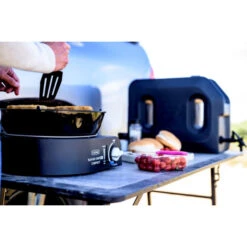 Barbecue Gaz Cadac Safari Chef 30 Compact à Cartouche + Pierre à Pizza -Art du Grill safari compact draagtas 3 1 1