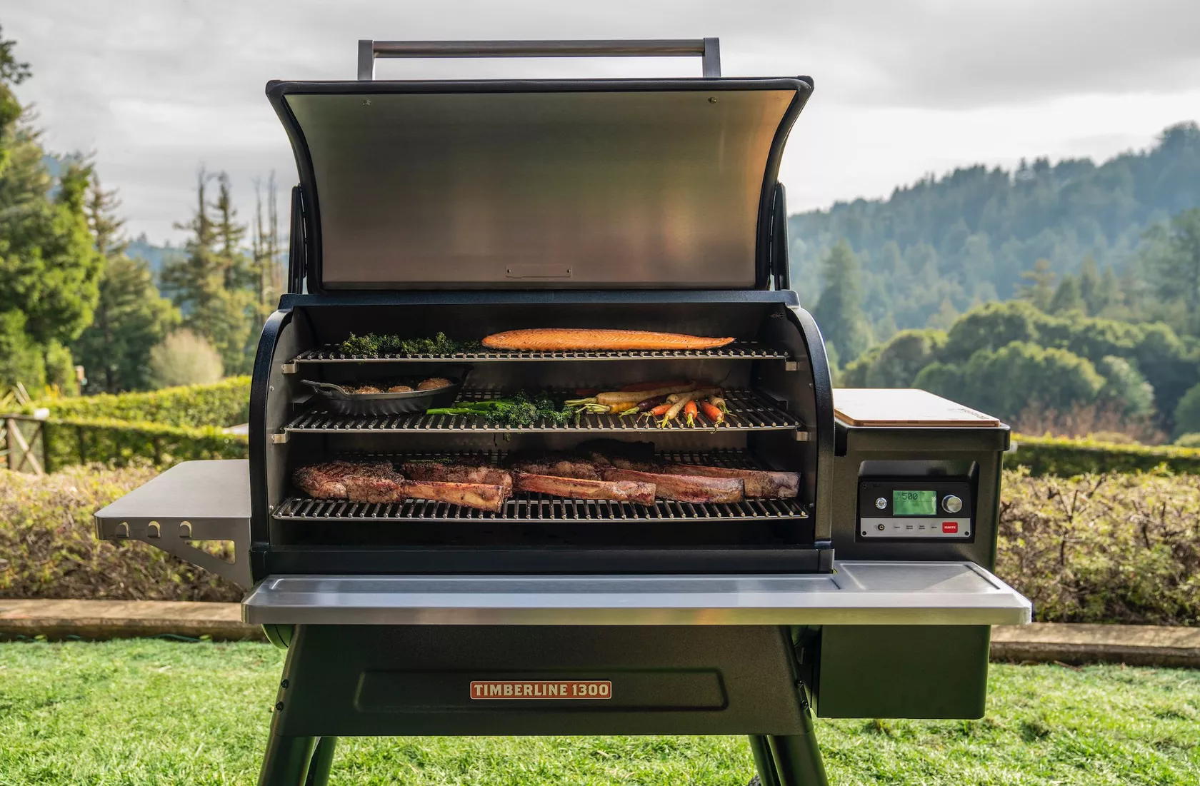 Art du Grill 2 Art du Grill -Art du Grill traeger timberline 1300 pellet grill lifestyle lid open